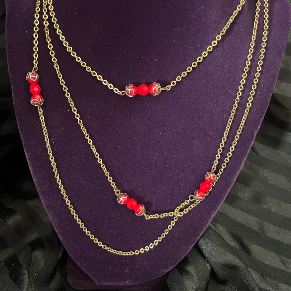 Vintage XL beaded chain necklace